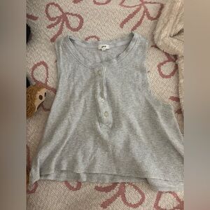 Aerie Light Gray Ribbed Top